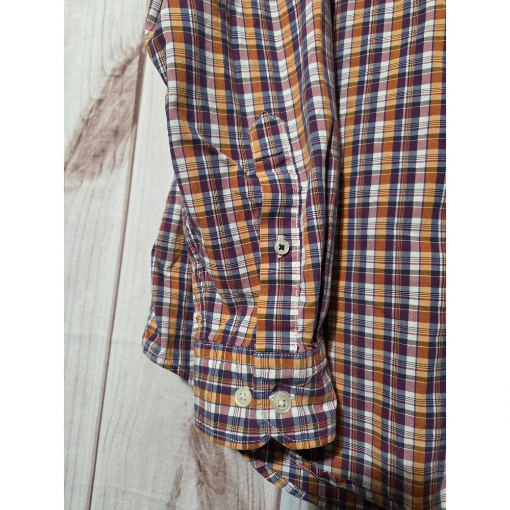 Banana Republic Mens Camden Fit Custom 078 Wash Plaid Button Down Shirt Large